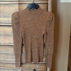 Adorable mock neck sweater with small puff sleeve